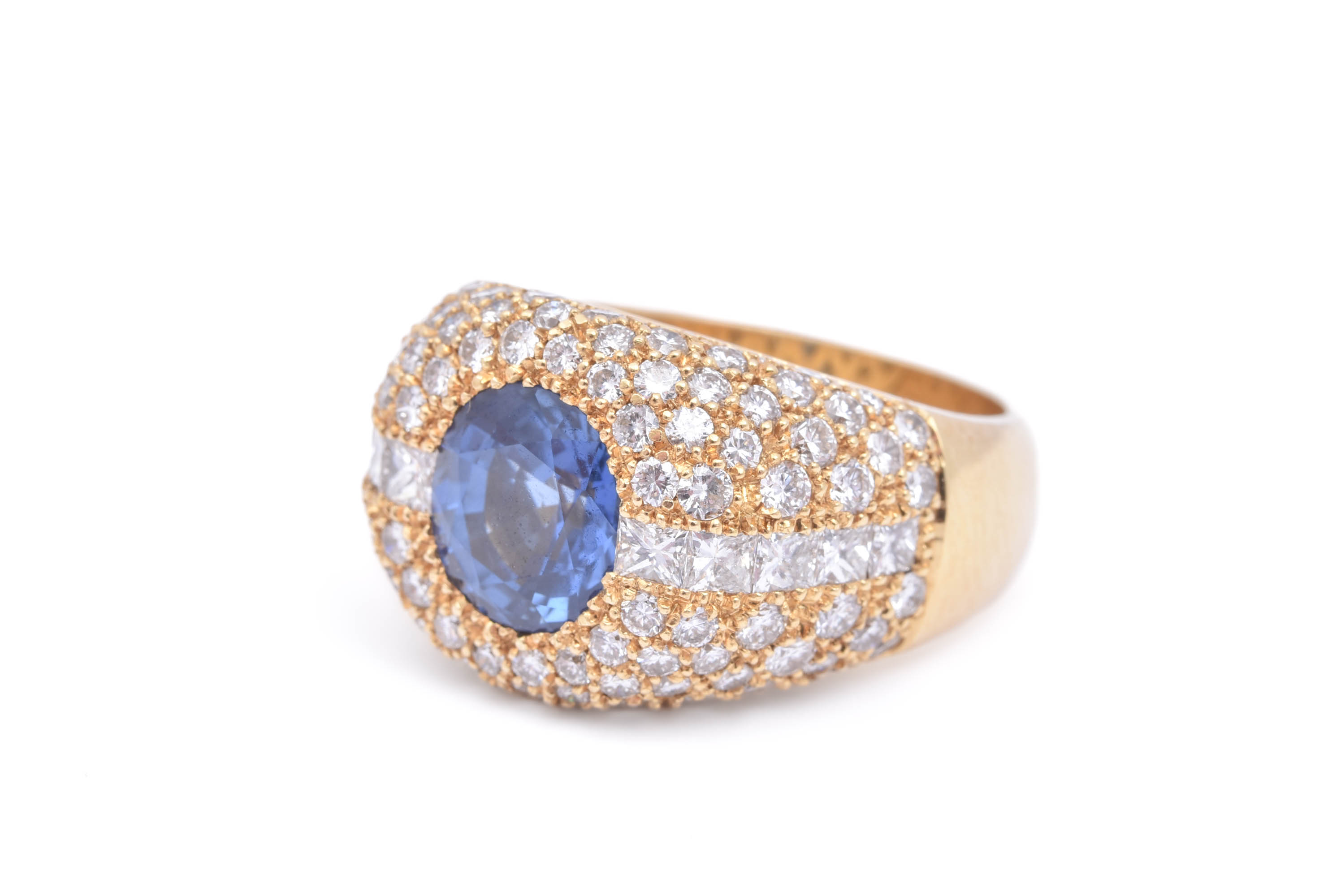 RING M 118 DIAMANTER TOT. CA 2,76CT (10 PRINSESS-SLIPADE & 108 BRILJANT-SLIPADE) & BLÅ SAFIR CA 2,30CT, 16,5MM, FÖRSÄKRINGSVÄRDERING 190.000:- (AUG 2025) - Bild 2