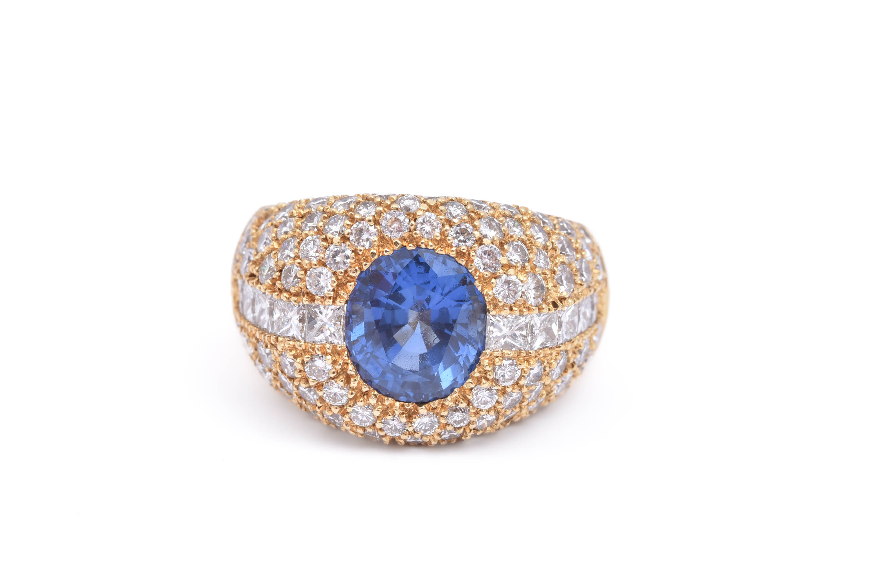 RING M 118 DIAMANTER TOT. CA 2,76CT (10 PRINSESS-SLIPADE & 108 BRILJANT-SLIPADE) & BLÅ SAFIR CA 2,30CT, 16,5MM, FÖRSÄKRINGSVÄRDERING 190.000:- (AUG 2025) - Bild 3