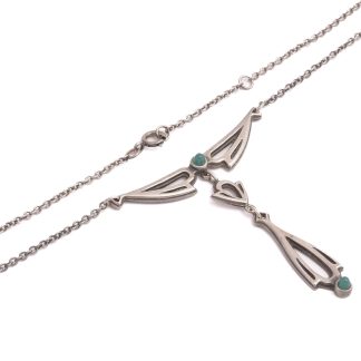 HALSSMYCKE SILVER KALEVALA KORU MED SOCKERTOPP-SLIPADE KRYSOPRASER, 43,5CM (KAN ÄVEN LÅSAS VID 40,5CM) MODELL: ILLUSION, TILLV. FINLAND 2001