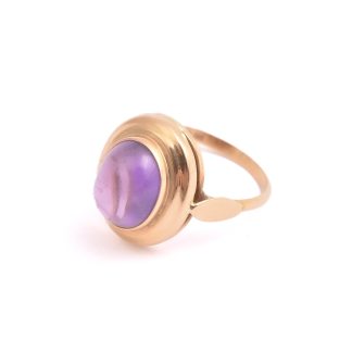 RING M CABOCHON-SLIPAD AMETIST, 16,5MM, SVENSK IMPORT-STÄMPEL (INSIDAN AV SKENAN NGT REPIG)