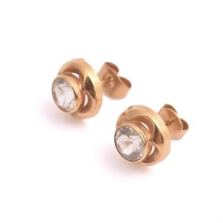 PAR ÖRHÄNGEN M VITA SYNTETISKA STENAR, 1CM, SVENSKA "KATTFOT"-STÄMPLAR