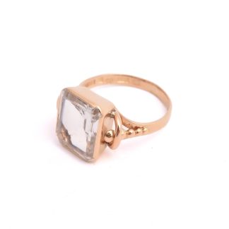 RING M VIT STEN (SLITAGE PÅ FASETT-KANTER) 16,5MM, TILLV. DAHLGREN & Co, MALMÖ 1953