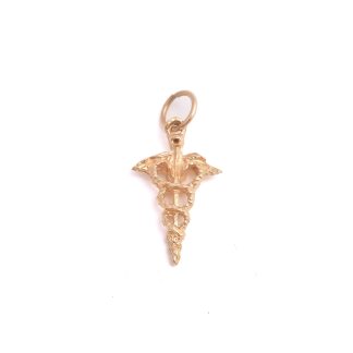 HÄNGE ESKULAPSTAV (SYMBOL FÖR LÄKEKONSTEN) 2,5CM INKL ÖGLAN (ÖGLAN EJ LÖDAD, INGA SYNLIGA STÄMPLAR)