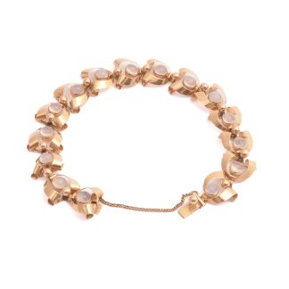 ARMLÄNK MED CABOCHON-SLIPADE MÅNSTENAR 19CM, BREDD: 1,4CM, SÄKERHETSKEDJA, SVENSKA STÄMPLAR