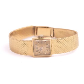 DAMUR OMEGA MEKANISK 14MM, 18K I BOETT & LÄNK, 16,5CM, KALIBER: 483, SERIENR: 20187307, TILLV. CA 1963 (SKADOR PÅ LÄNKEN & BOETTEN) TOTAL VIKT: