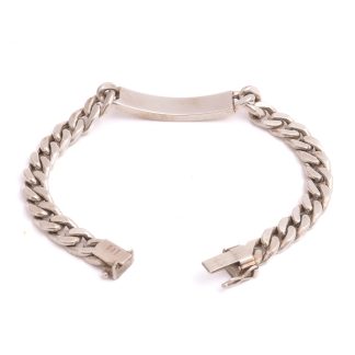 ARMLÄNK SILVER PANSAR IHÅLIG M PLATTA M GRAVYR "JOHAN", 21,5CM, BREDD: 8,2MM (NGT BUCKLIG) ITALIENSKA STÄMPLAR