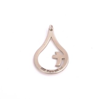 HÄNGE SILVER DROPPE M KORS (SYMBOL FÖR SVENSKA SJÖMANSKYRKAN) 3,5CM, TILLV. SPORRONG 1985