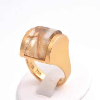 RING M RUTILKVARTS, 17,75MM (OBS!! STENEN SITTER LÖST, MINDRE SKADOR PÅ STENEN) SVENSK "KATTFOT"-STÄMPEL