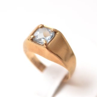 RING M BLÅ SYNTETISK STEN, 16MM, TILLV. BENGT HALLBERG, KÖPING 1963