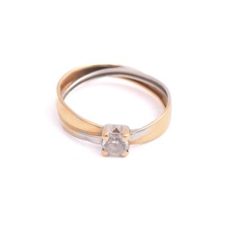 RING M VIT CUBIC ZIRKONIA, 16MM, TILLV. GULDFYND (OBS!! BUCKLOR & SLITAGE PÅ SKENAN)