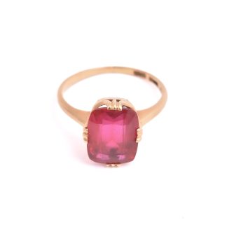 RING M RÖD SYNTETISK STEN, 16,5MM