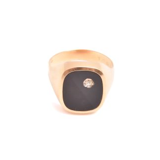 RING KL M ONYX-PLATTA M DIAMANT 0,01CT, 19MM, SVENSK IMPORT-STÄMPEL