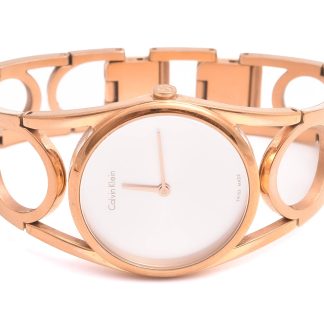 DAMUR CALVIN KLEIN Q 32,5MM, MODELL: K5U2S600 ROUND SMALL BANGLE (REPOR PÅ METALLEN, SMÅREPOR PÅ GLASET)