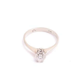 RING M BRILJANT-SLIPAD DIAMANT 0,40CT WESSELTON IF ENLIGT INSKRIPTION, 17,25MM, SVENSK IMPORT-STÄMPEL (GULDET I BEHOV AV ATT RODIERAS OM)