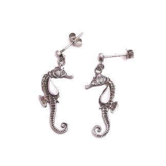 PAR ÖRHÄNGEN SILVER SJÖHÄSTAR M PÄRLEMOR, 3,3CM