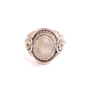 RING SILVER M CABOCHON-SLIPAD RUTILKVARTS, 17,5MM, STORLEKSÄNDRAD