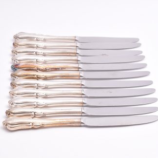 11 BORDSKNIVAR SILVER 113MM (BLAD I STÅL, HANDTAGET FYLLT M MASSA) TILLV. MGAB 1979