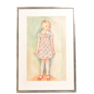 AKVARELL FLICKA, SIGN. DARDEL 1938 (NGT FUKTSKADAD) 28x46CM (42X61,5CM INKL RAM)