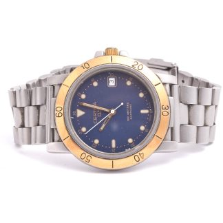 HERRUR CERTINA DS 100M SAPPHIRE Q 37,5MM (BATTERI SLUT, LITE SJÄLVLYSANDE MATERIAL HAR LOSSNAT FRÅN EN VISARE & LIGGER LÖST I URTAVLAN)