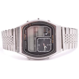 HERRUR CITIZEN CHRONO ALARM-CHIME DIGI-ANA 36x40MM, MODELL: 41-9516 (BATTERI SLUT, REPOR PÅ GLAS & METALL, ETT AV ARMBANDETS FÄSTEN VI BOETTEN SITTER SNETT & BUKTAR UT) MODELLEN BÖRJADE PRODUCERAS 1979