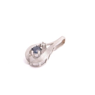 HÄNGE VITGULD M ÅTTKANT-SLIPAD DIAMANT 0,03CT & BLÅ SAFIR, 2CM, SVENSK IMPORT-STÄMPEL