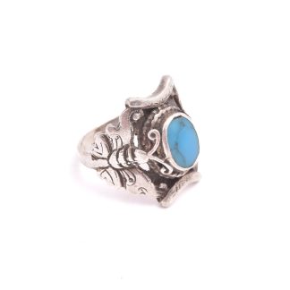 RING SILVER M BLÅ STEN, 16MM