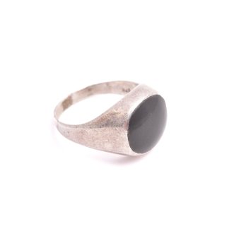 RING SILVER KL M SVART PLATTA, 16,5MM