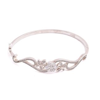 ARMRING SILVER M FJÄRILAR & VITA SYNTETISKA STENAR (2 STENAR SAKNAS) 5,2x6,0CM, ÖPPNINGSBAR