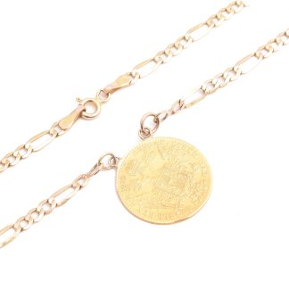 HALSSMYCKE FIGARO 14K MED MYNT (23K) DUKAT ÖSTERRIKE-UNGERN 1915 (ÅTERPRÅGLING, CA 3,2-3,4G) 57CM