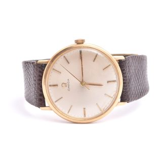 HERRUR OMEGA MEKANISK 33MM, 14K I BOETTEN (FLÄCKAR I URTAVLAN, REPOR & SPRICKOR I GLASET)
