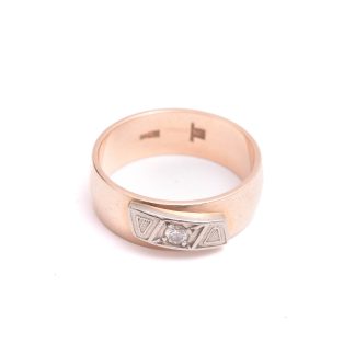 RING M BRILJANT-SLIPAD DIAMANT CA 0,08CT, 17,5MM, SOVJETISKA STÄMPLAR