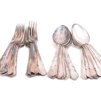 24 BESTICK SILVER (12 BORDSSKEDAR 180MM, 12 BORDSGAFFLAR 178MM) SVENSKA STÄMPLAR