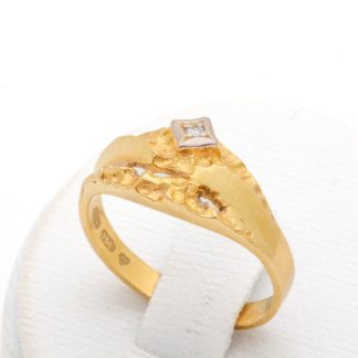 RING MED DIAMANT CA: 0,01CT, STORLEK: ø 16MM / 18K 2,5G - SVENSK KONTROLLSTÄMPEL