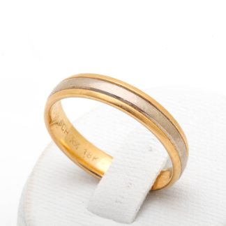 RING SLÄT MED VITGULDSDETALJ STORLEK: ø 17,75MM / 18K 4G - TILLV. SCHALINS