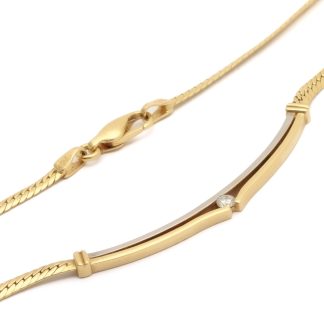 HALSSMYCKE MED DIAMANT CA: 0,15CT, 44CM, BREDD: 3-5MM / 18K RÖD & VITGULD 18,4G - OBS! NÅGOT OJÄMN OCH LÄTT BUCKLIG LÄNK