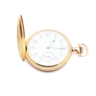 DEFEKT FICKUR ELGIN ø 48MM / 14K GULD I INNER OCH YTTERBOETT, VIKT INKL URVERK OCH METALL: 83G