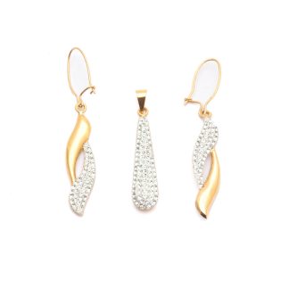 SMYCKESET MED KRISTALLER: HÄNGETS MÅTT: 27x5MM - ÖRHÄNGENAS MÅTT: 37x6MM - TILLV. GULDFYNDGRUPPEN / TOTALVIKT: