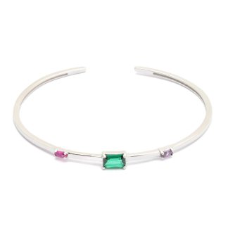 ARMRING FÖR BARN MED FÄRGADE STENAR OCH ÖPPEN SKENA, ø 5,3MM - VIKT INKL STENAR: