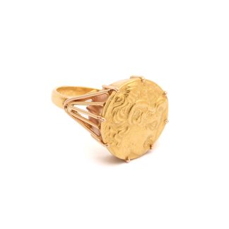 DEFEKT RING MED MYNTPLATTA ALEXANDER DEN STORE ø 19MM - OBS! STÄMPLAR SAKNAS, SÄLJES SOM DEFEKT!
