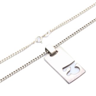 HALSKEDJA PANSAR MED HÄNGE STJÄRNTECKEN STENBOCK (22 DEC - 19 JAN) 40CM, BREDD: 3MM, HÄNGETS MÅTT: 37x18MM