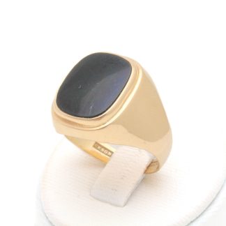 KLACKRING MED ONYX ø 19,25MM - TILLV. CESON GÖTEBORG 1974 - VIKT INKL STEN: