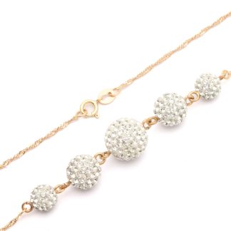 HALSSMYCKE SINGAPORE MED KRISTALLER OCH VIT MASSA, LÅSBAR I 2 LÄNGDER: 41,5 & 44,5CM - VIKT INKL MASSA OCH BERLOCKER: