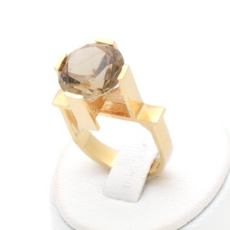 RING MED ORANGE / GUL PRYDNADSSTEN, ø 16,75MM - VIKT INKL STEN: