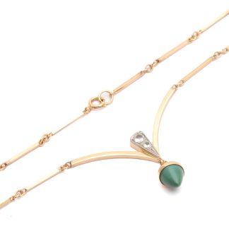 HALSSMYCKE / COLLIER STAVLÄNK MED PRYDNADSSTENAR, 41CM, BREDD: 1,5-30MM - TILLV. SVERIGE 1964 - TOTALVIKT: