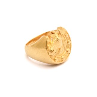 DEFEKT KLACKRING MED HÄSTSKO OCH HÄST, BUCKLIG SKENA, REPOR OCH NAGG