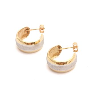 PAR ÖRHÄNGEN I TVÅ-FÄRGAT GULD 15x7MM - TILLV. GULDFYNDGRUPPEN