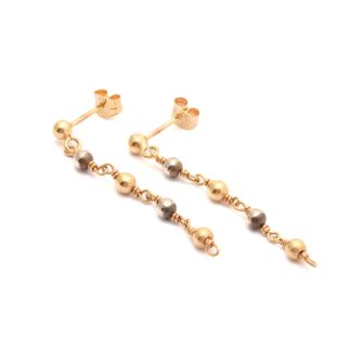 PAR ÖRHÄNGEN MED KUL-LÄNK I FLERFÄRGAT GULD 38x3MM