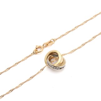 HALSKEDJA SINGAPORE OCH BERLOCK I RÖD OCH VITGULD MED KRISTALLER 45,5CM, BREDD: 1-10MM - TILLV. GULDFYNDGRUPPEN - TOTALVIKT: