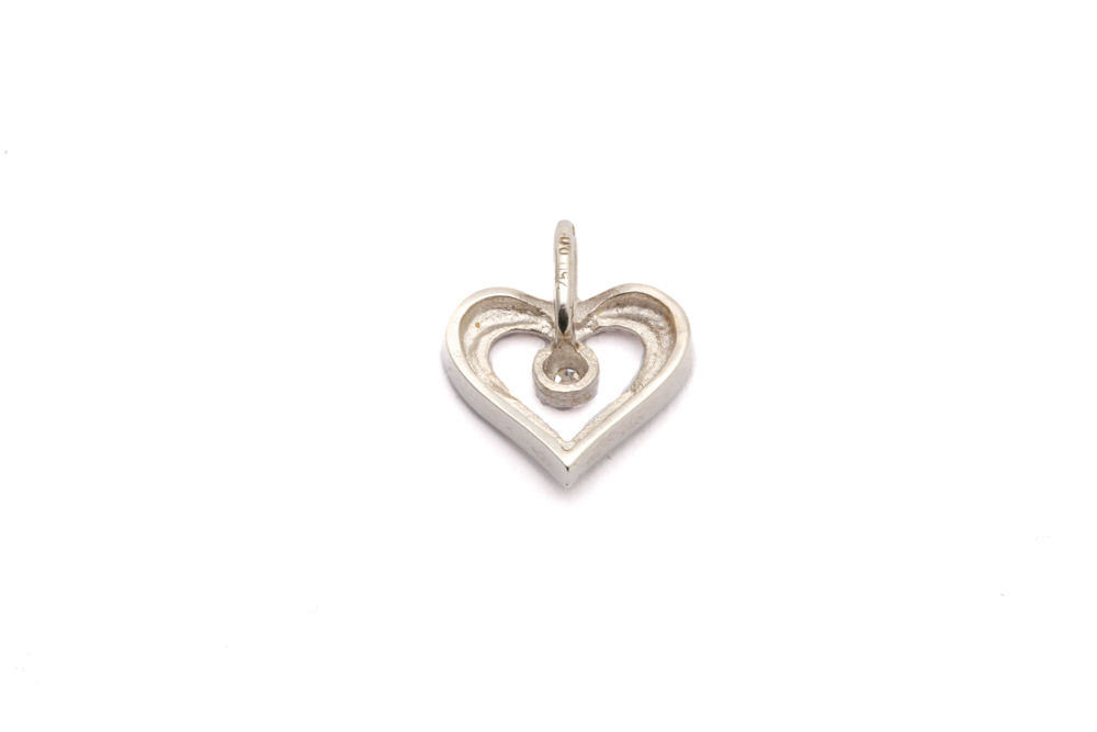 HÄNGE HJÄRTA I VITGULD MED DIAMANT CA: 0,01CT, 13x11MM - Bild 2