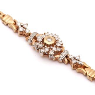 ARMBAND / ARMSMYCKE MED SÄKERHETSKEDJA OCH DIAMANTER TOT. CA: 0,30CT, CA: 16,5CM - SVENSK KONTROLLSTÄMPEL